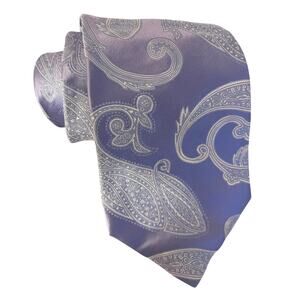 Sean John Hand Made 100% Silk Purple Paisley Men's Neck Tie - 4" x 60"